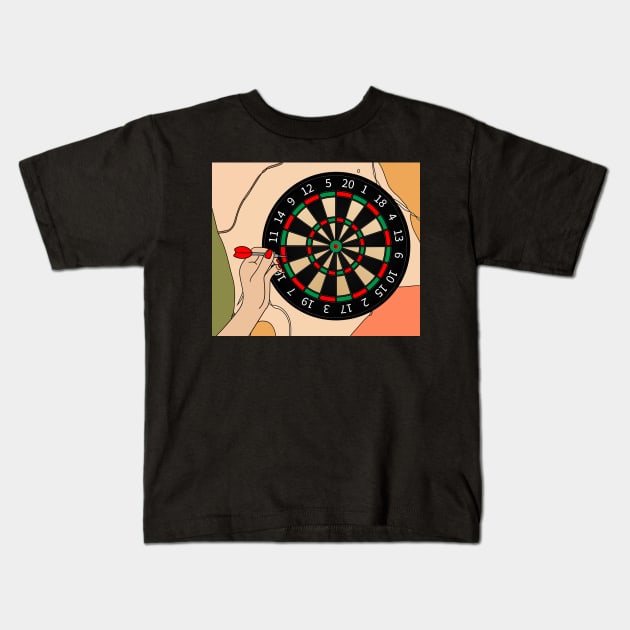 Dartboard Dart Player With Darts Arrows Kids T-Shirt by flofin